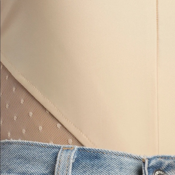 NEW Beige Swiss Dot Sleeveless Mesh Bodysuit - Picture 7 of 7